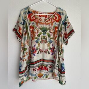 Johnny Was Silk Scarf Blouse